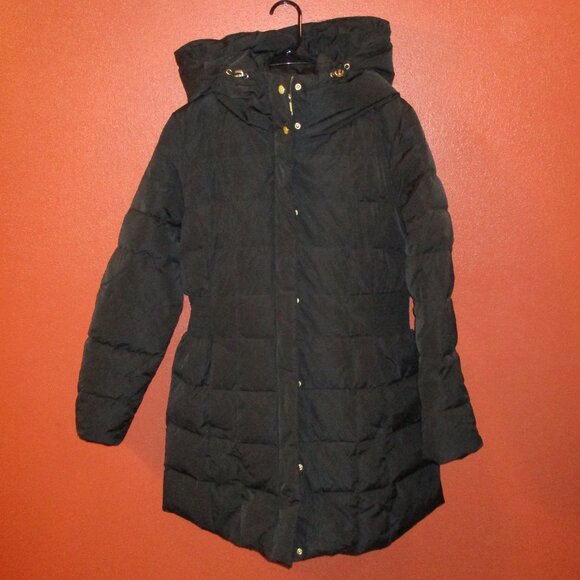Cole Haan Signature Woman Large Black Full Zip Feather Down Hooded Jacket - Picture 5 of 10